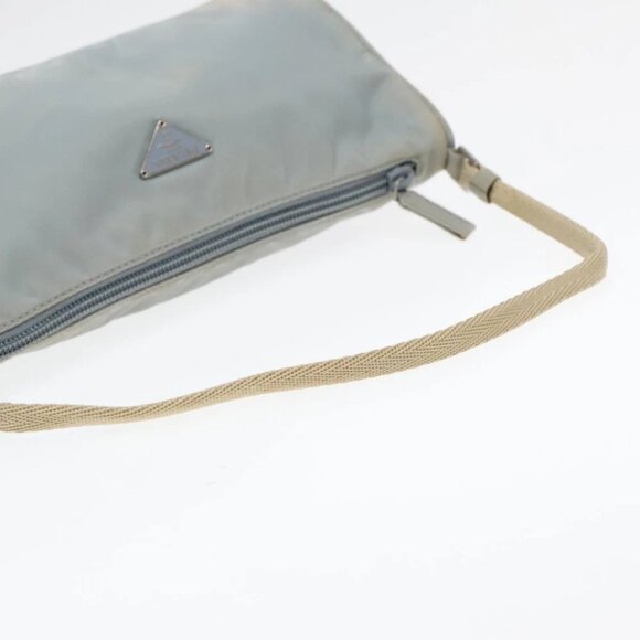 PRADA Pouch Nylon Blue Beige Silver Auth ep5947 - Picture 8 of 15